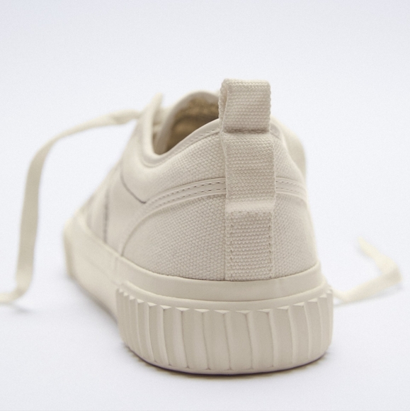 NWT Zara Canvas Low Top Ecru Trainers, Size 10 - Picture 8 of 17